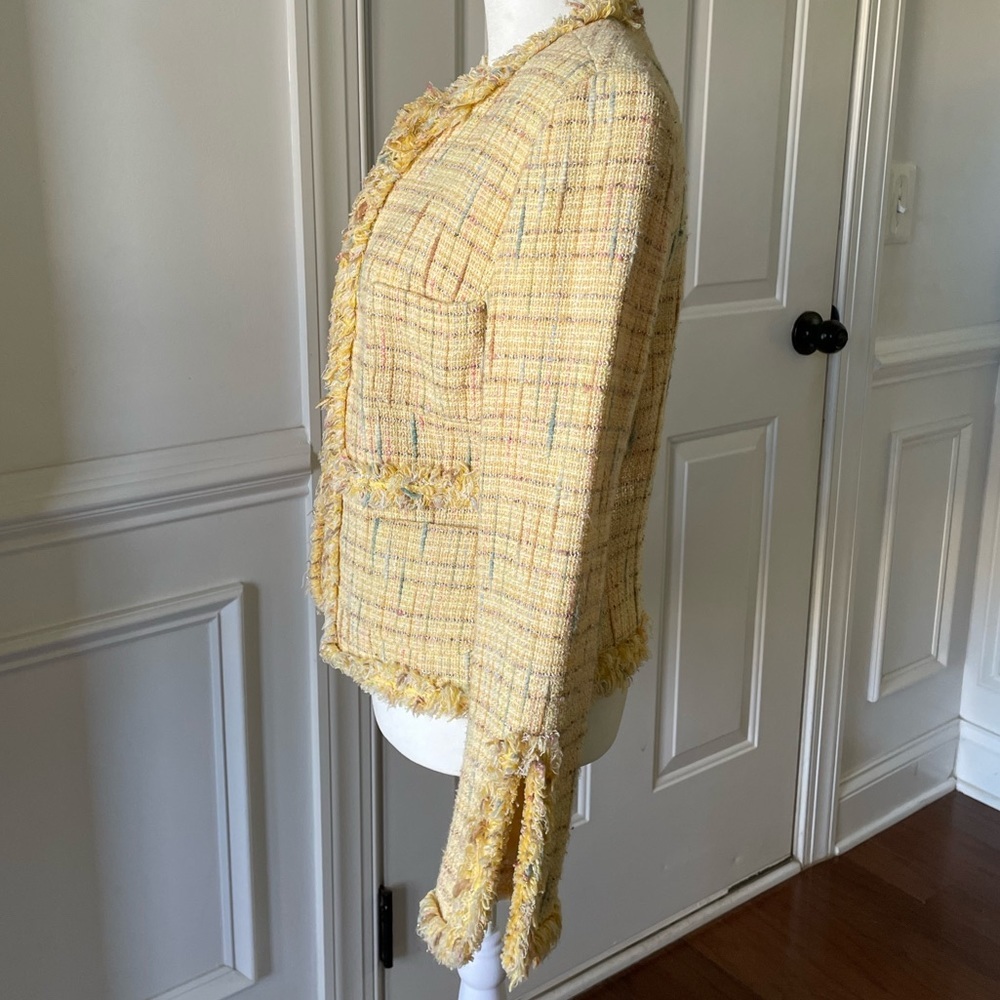 Yellow Tweed Women's Jacket Size 6 - Picture 2 of 9